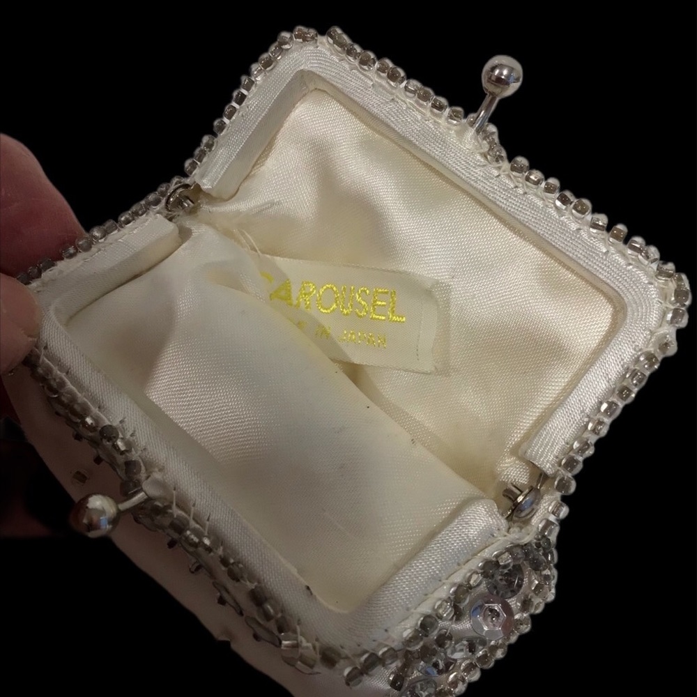 CAROUSEL Beaded Silk Bifold Wallet and Coin Purse Set VINTAGE NIB - Picture 7 of 13